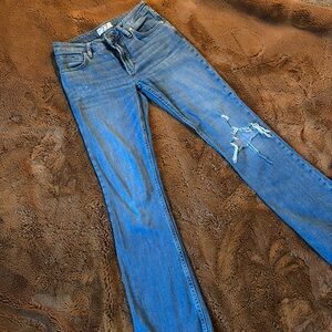 WE THE FREE Free People Distressed Blue Flare JEANS